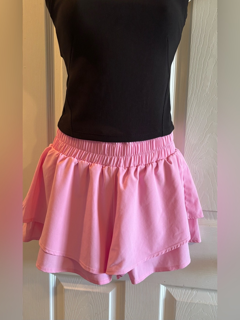 JoyLab Pink Tiered Skort in the perfect pink